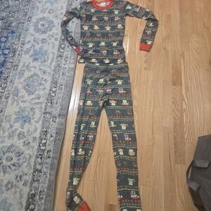 Hanna Andersson Green and Red Holiday Character Footed Pajama Set